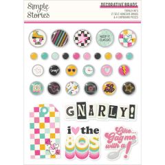 Simple Stories Totally 80's Self Adhesive Brads & Chipboard Pieces 26711