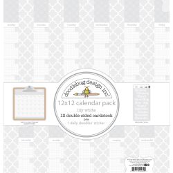 Doodlebug Daily Doodles Lily White Calendar Sheets 12"x12" Paper Pack 4939